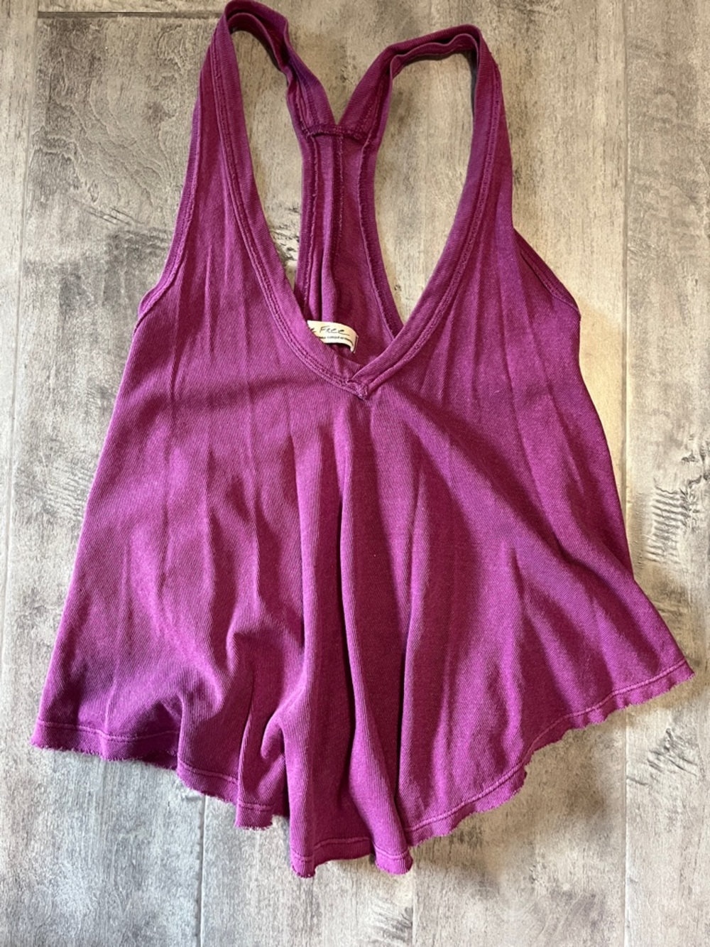 Free People Flowy Deep V Racerback Tank - Plum